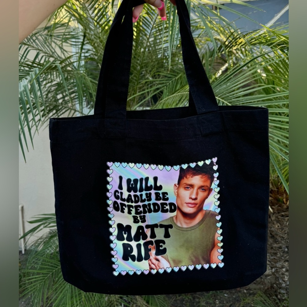 CUSTOM MATT RIFE BLACK CANVAS TOTE BAG